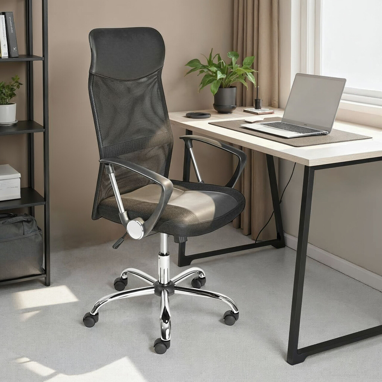 Scaun de birou Torino, Inter Link, 61x59x111-121 cm, rotativ, metal/mesh, negru - imagine 4